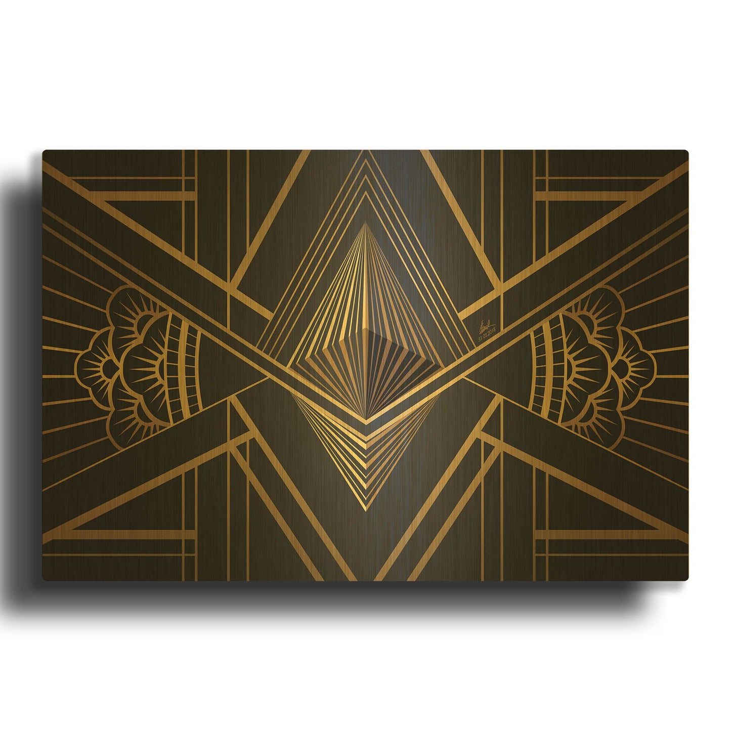 'Art Deco Ethereum' By Katalina Ooma Gold Metal Wall Art
