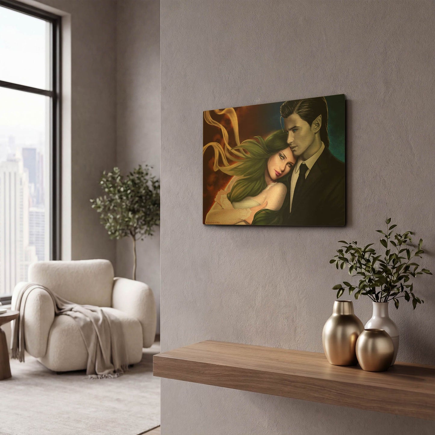 'Hail and Shiori' By Katalina Ooma Gold Metal Wall Art