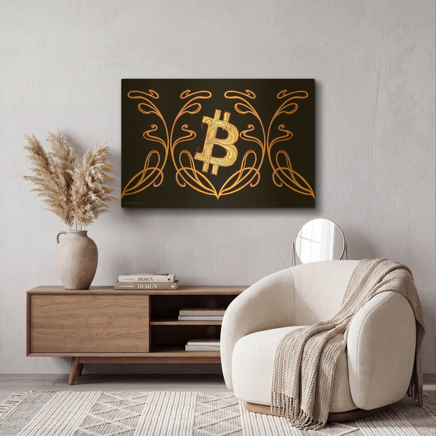 'Art Nouveau Bitcoin Gold' By Katalina Ooma Gold Metal Wall Art