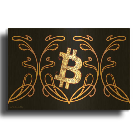 'Art Nouveau Bitcoin Gold' By Katalina Ooma Gold Metal Wall Art