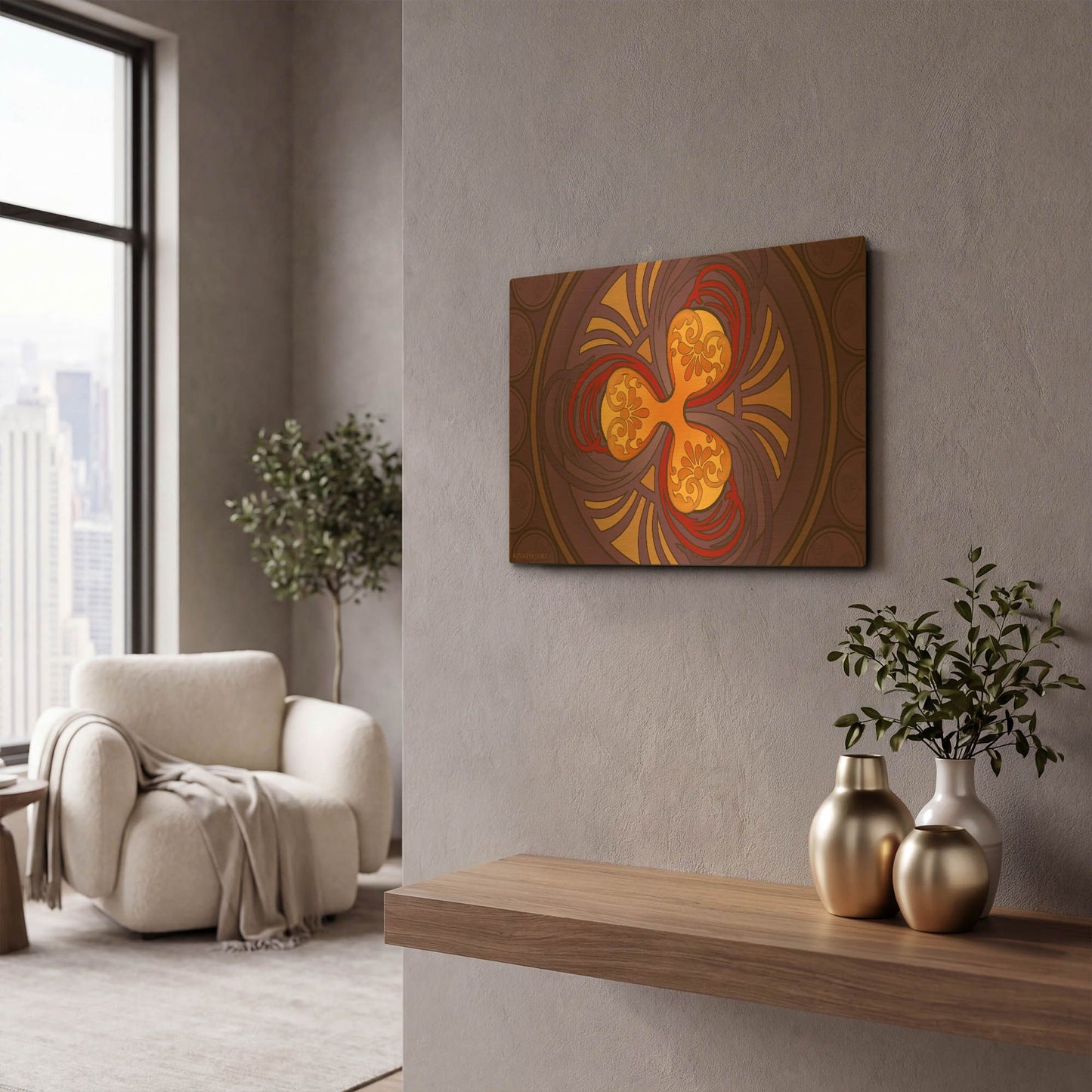 'Art Nouveau Ripple Crypto' By Katalina Ooma Gold Metal Wall Art