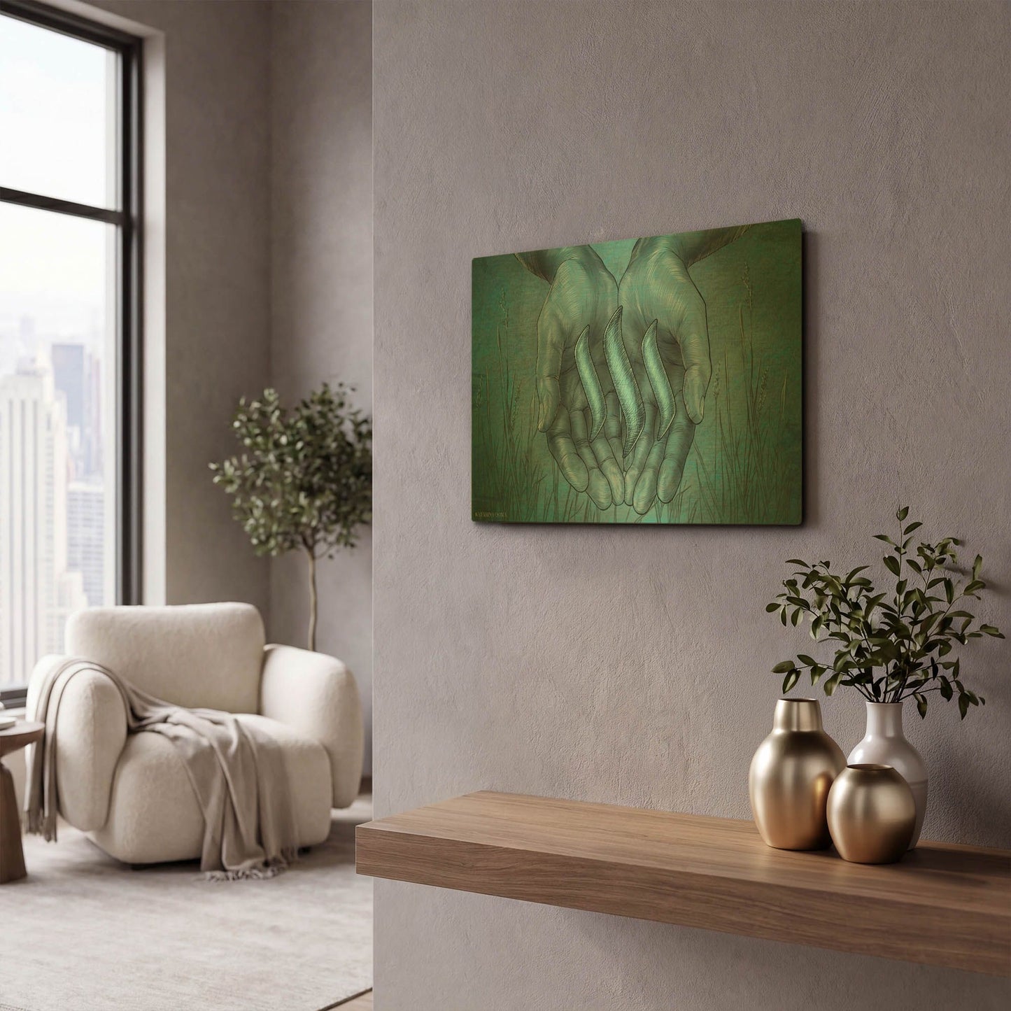'Steem Crypto' By Katalina Ooma Gold Metal Wall Art