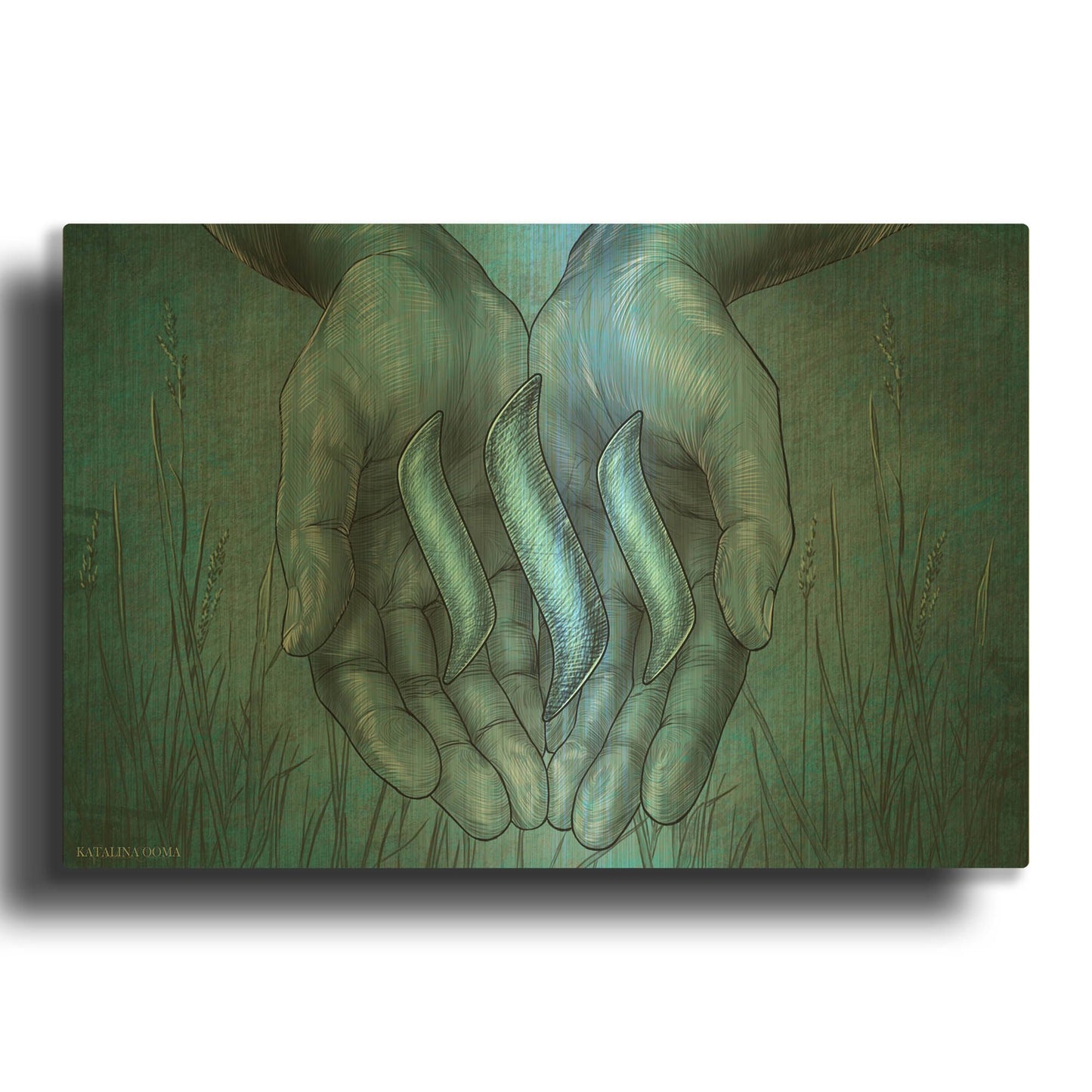 'Steem Crypto' By Katalina Ooma Gold Metal Wall Art