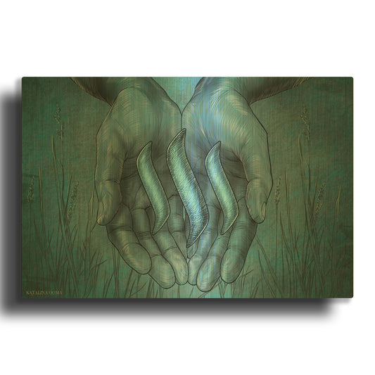 'Steem Crypto' By Katalina Ooma Gold Metal Wall Art