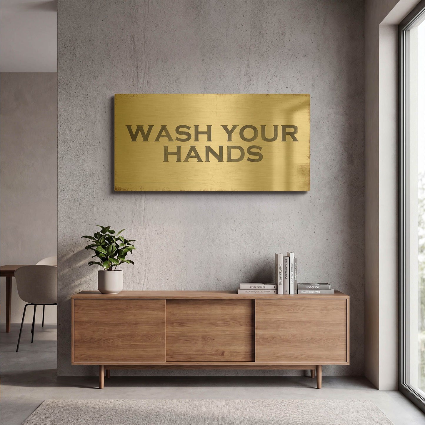 'Wash Your Hands' By Linda Woods Gold Metal Wall Art