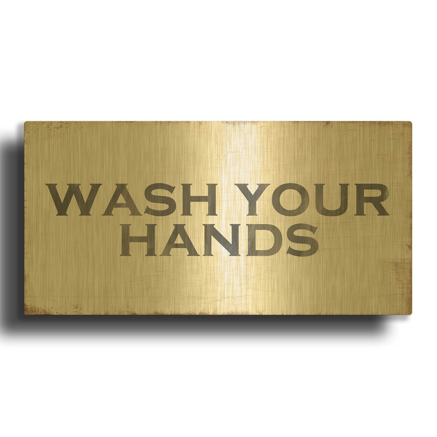 'Wash Your Hands' By Linda Woods Gold Metal Wall Art