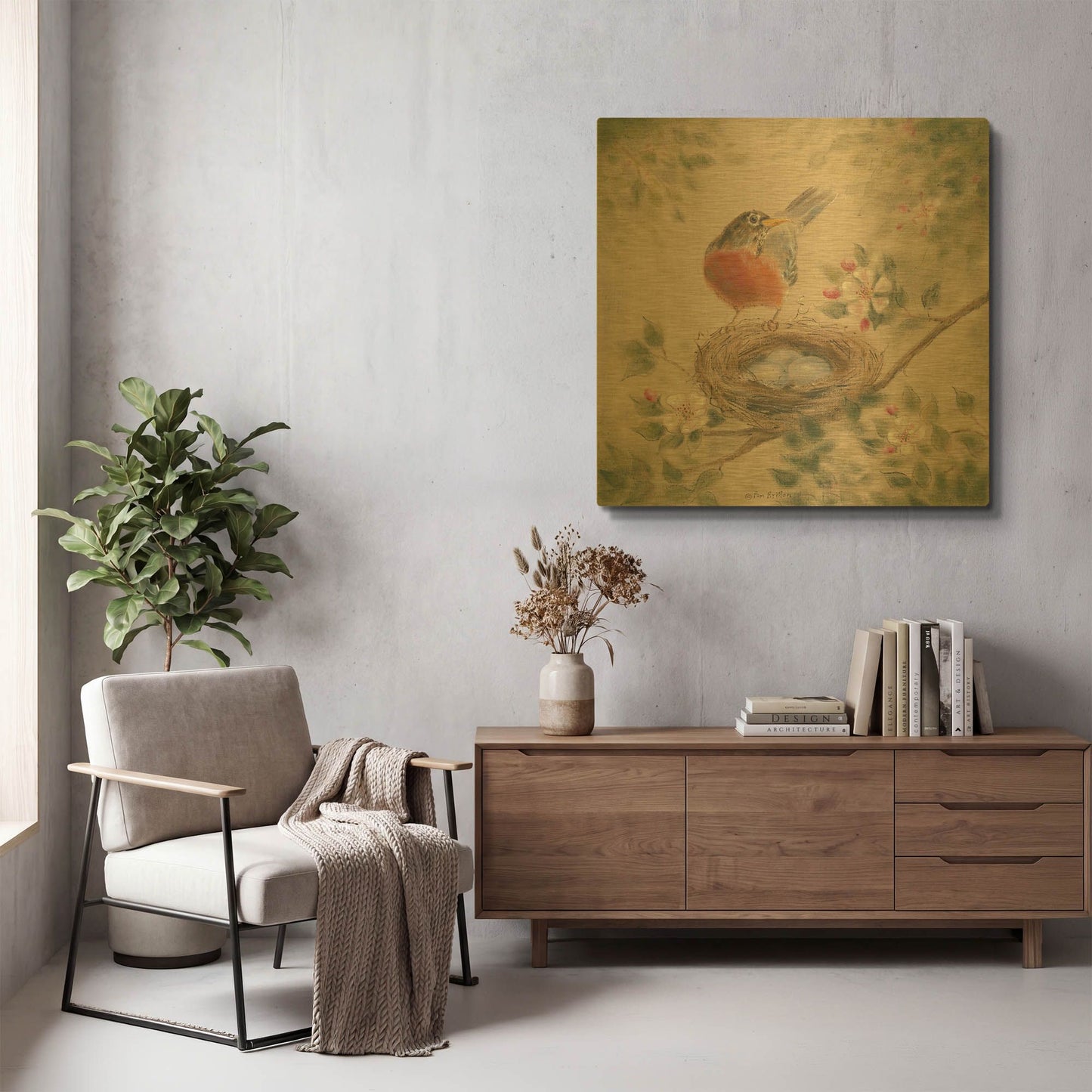 'Spring Eggs' By Pam Britton Gold Metal Wall Art