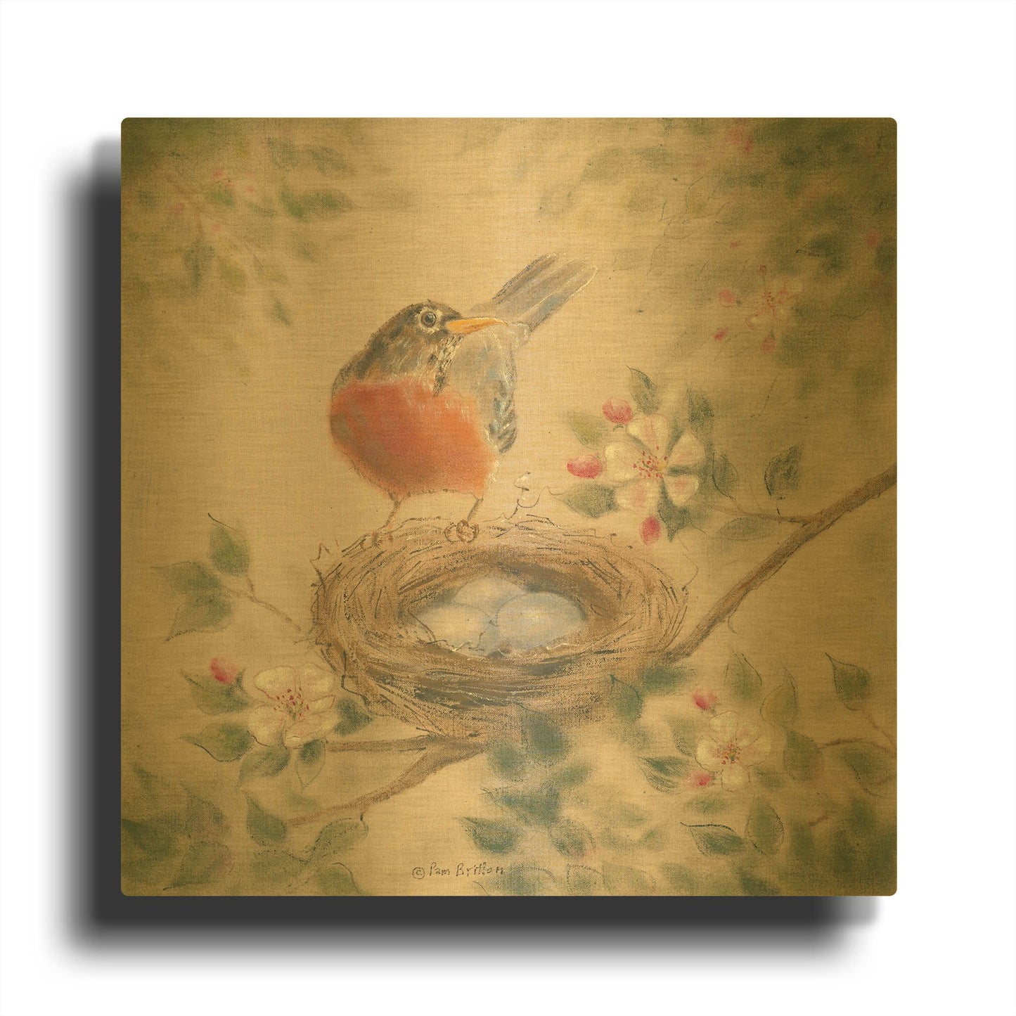'Spring Eggs' By Pam Britton Gold Metal Wall Art