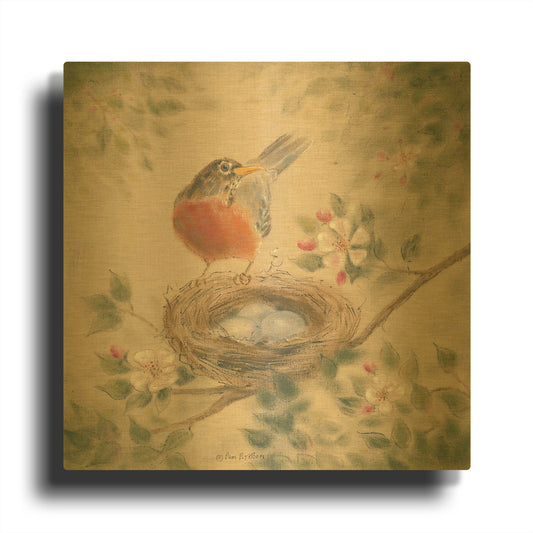 'Spring Eggs' By Pam Britton Gold Metal Wall Art