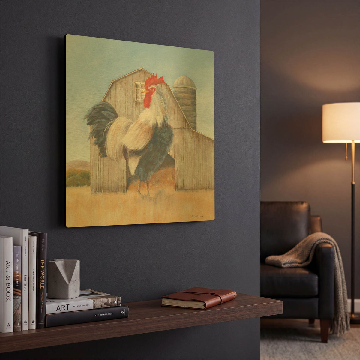 'Country Rooster' By Pam Britton Gold Metal Wall Art