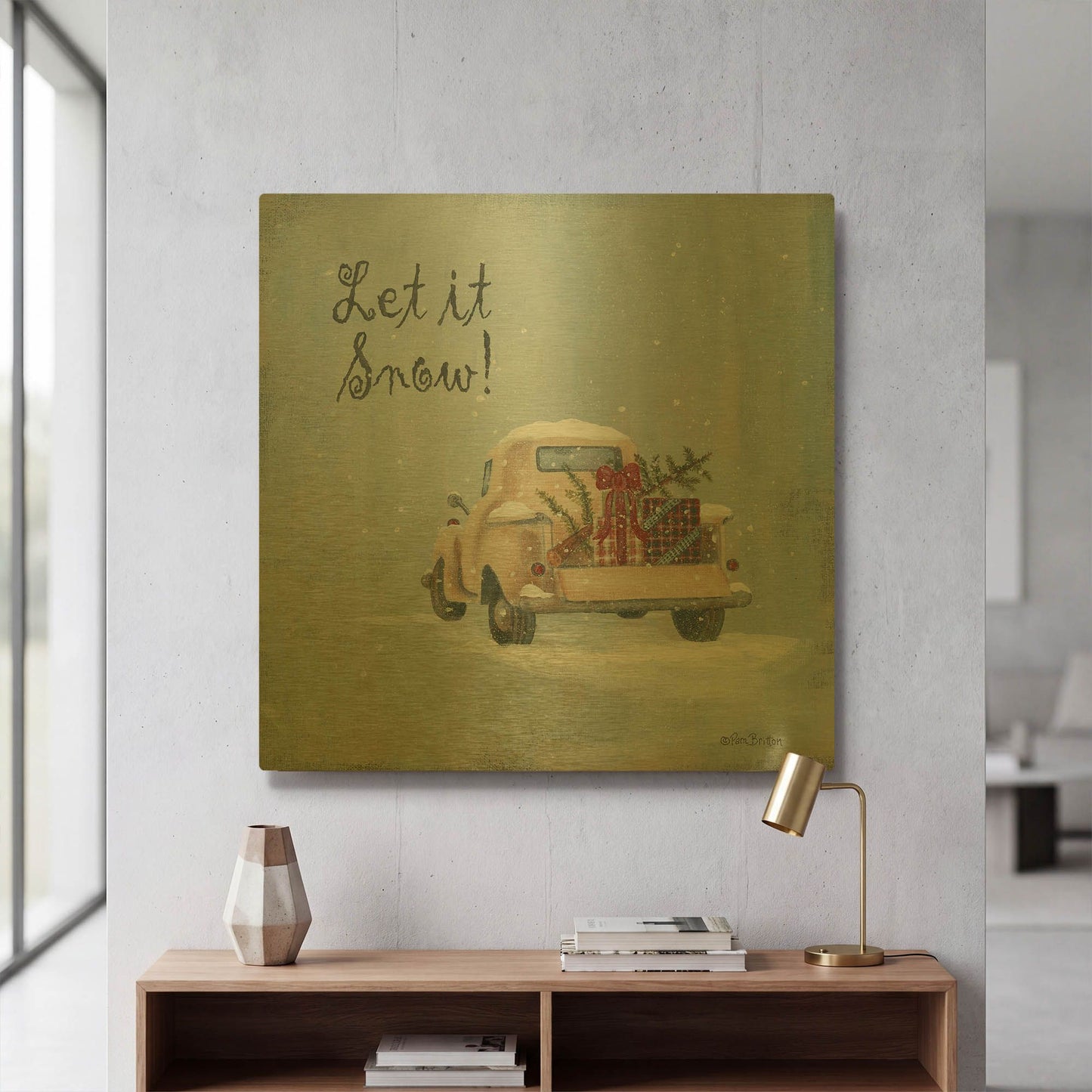 'Let It Snow' By Pam Britton Gold Metal Wall Art