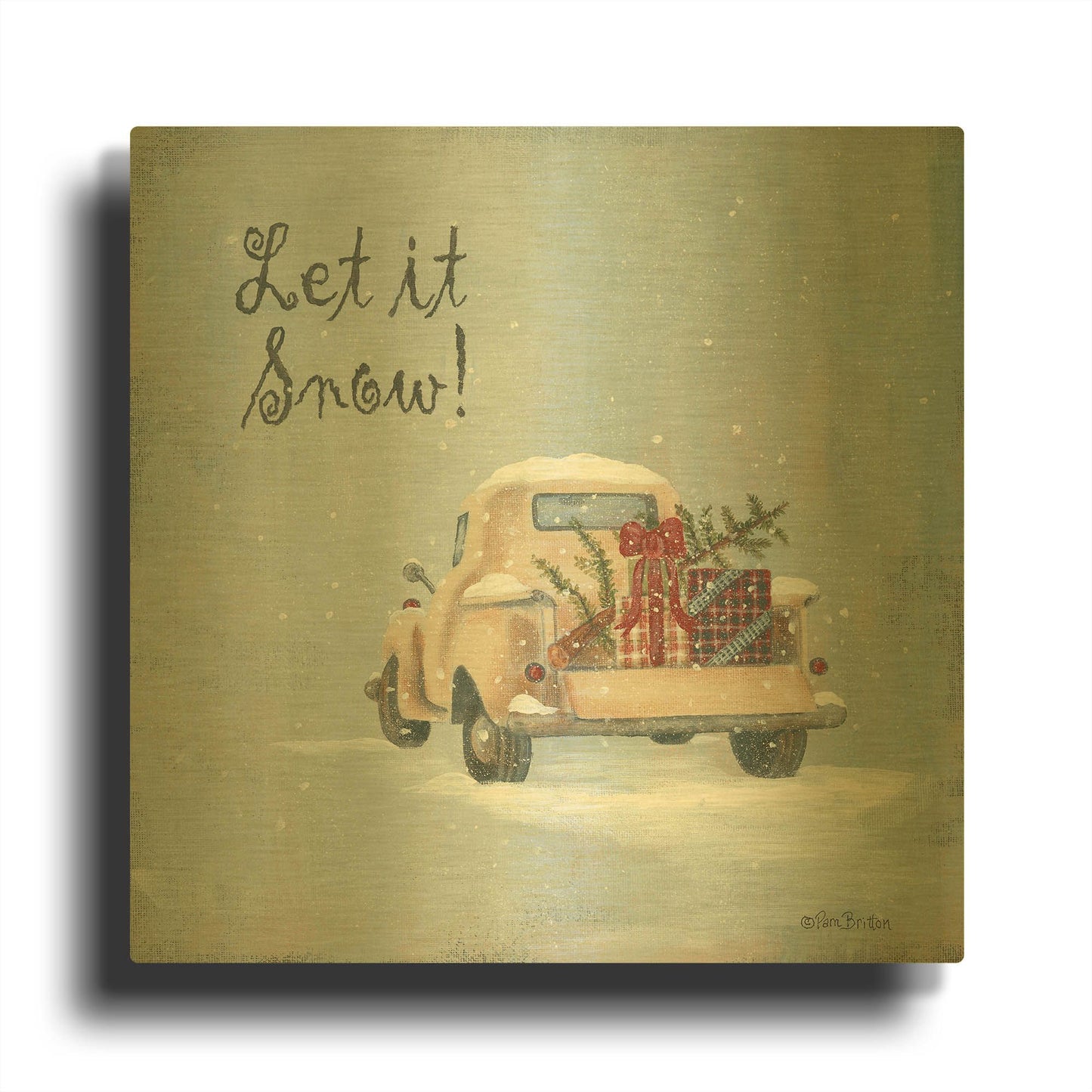 'Let It Snow' By Pam Britton Gold Metal Wall Art