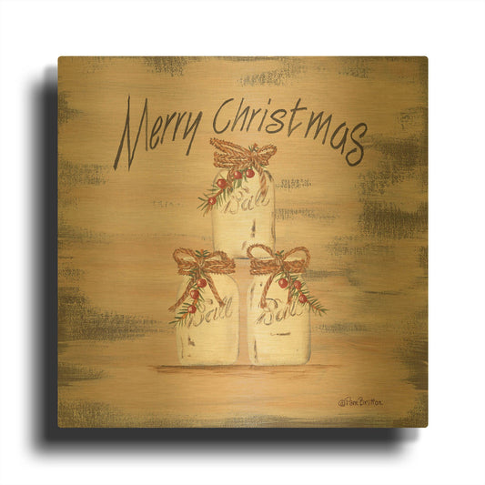 'Mason Jar Greetings' By Pam Britton Gold Metal Wall Art