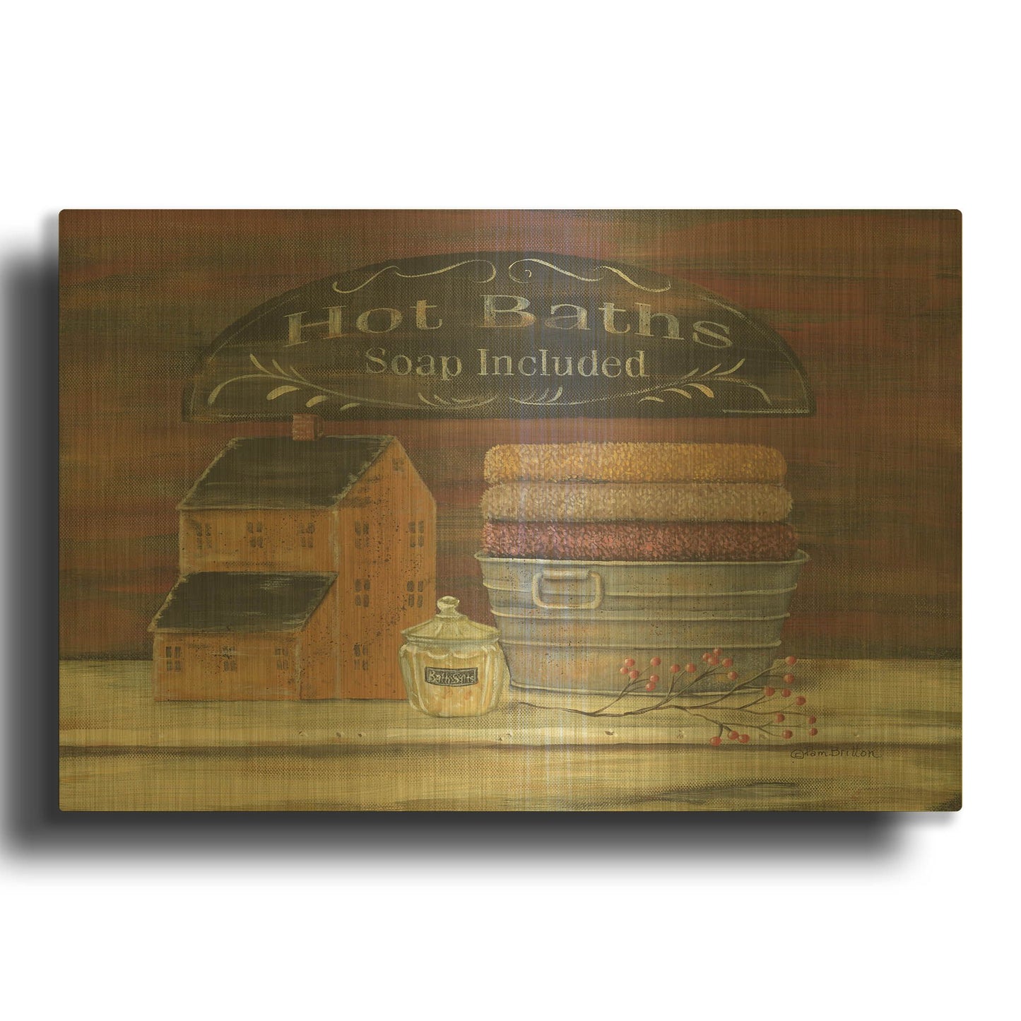 'Hot Bath' By Pam Britton Gold Metal Wall Art