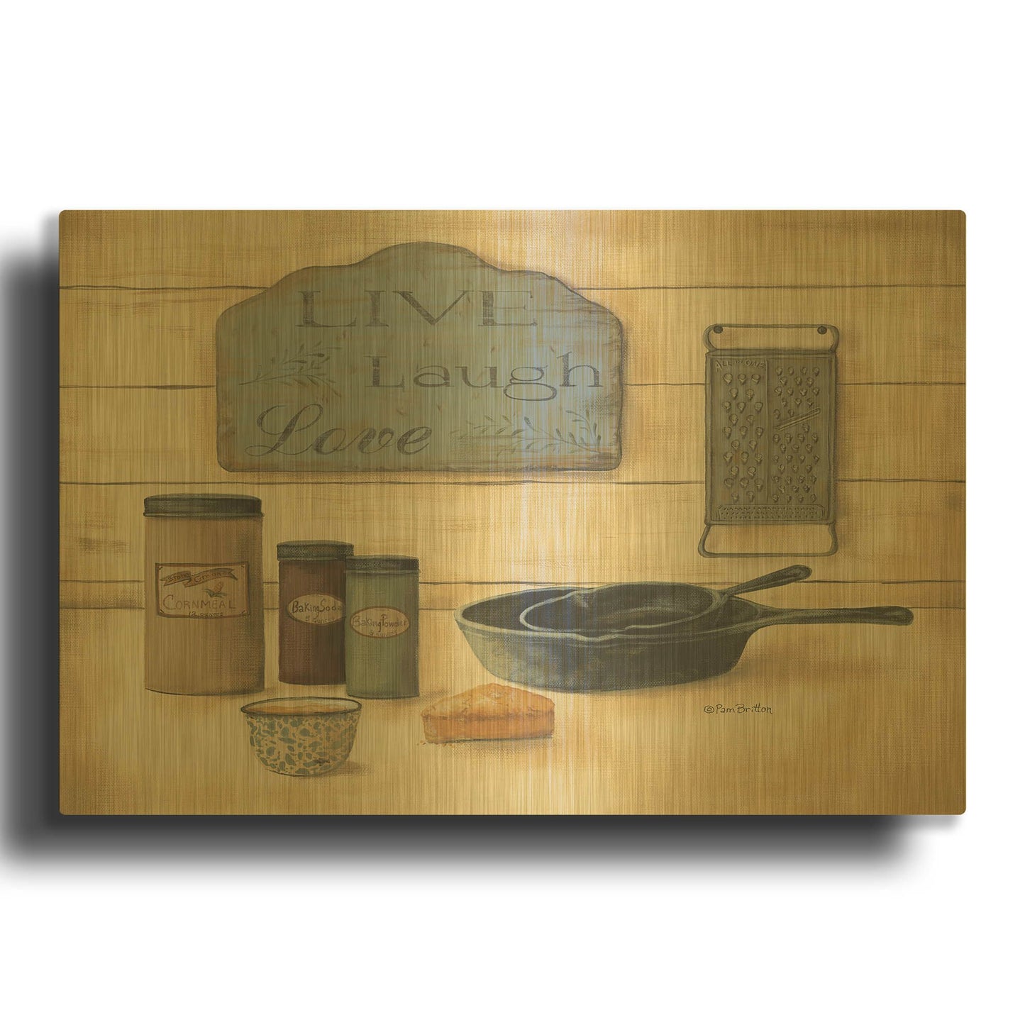'Live Laugh Love' By Pam Britton Gold Metal Wall Art