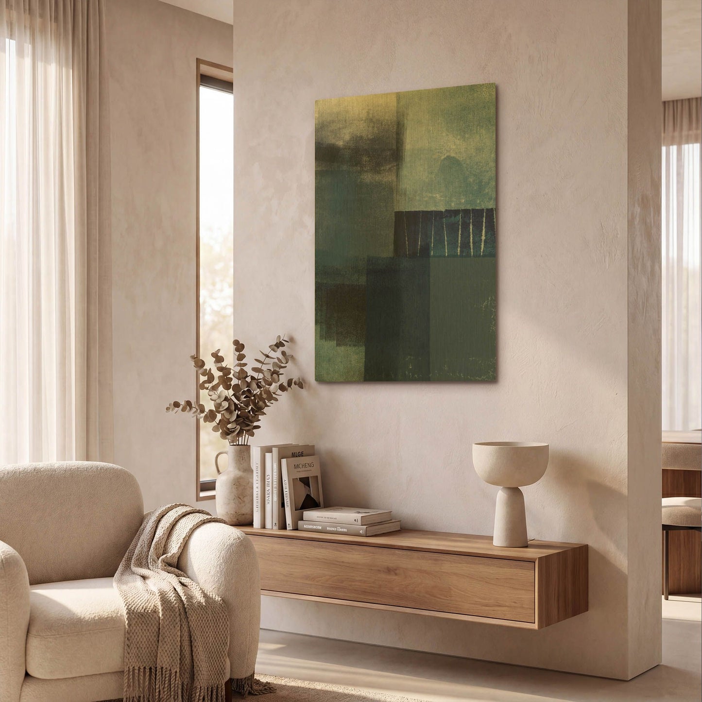 'Blue Abstract I' By Linda Woods Gold Metal Wall Art