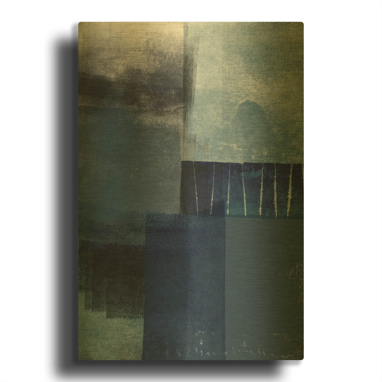 'Blue Abstract I' By Linda Woods Gold Metal Wall Art