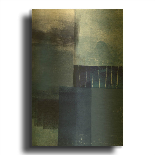 'Blue Abstract I' By Linda Woods Gold Metal Wall Art