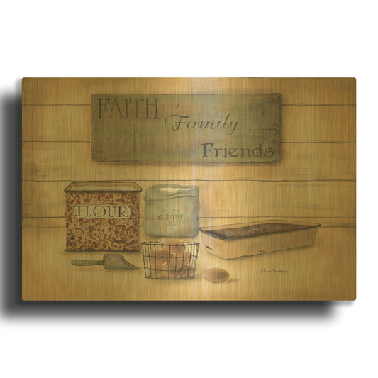'Faith Family Friends' By Pam Britton Gold Metal Wall Art