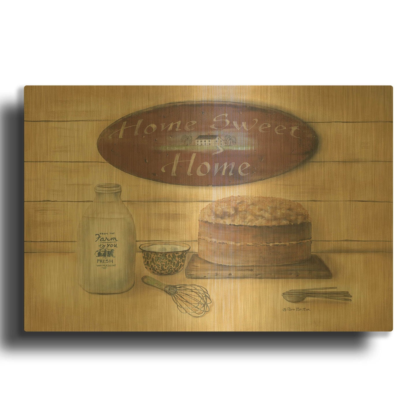 'Home Sweet Home Bathroom' By Pam Britton Gold Metal Wall Art