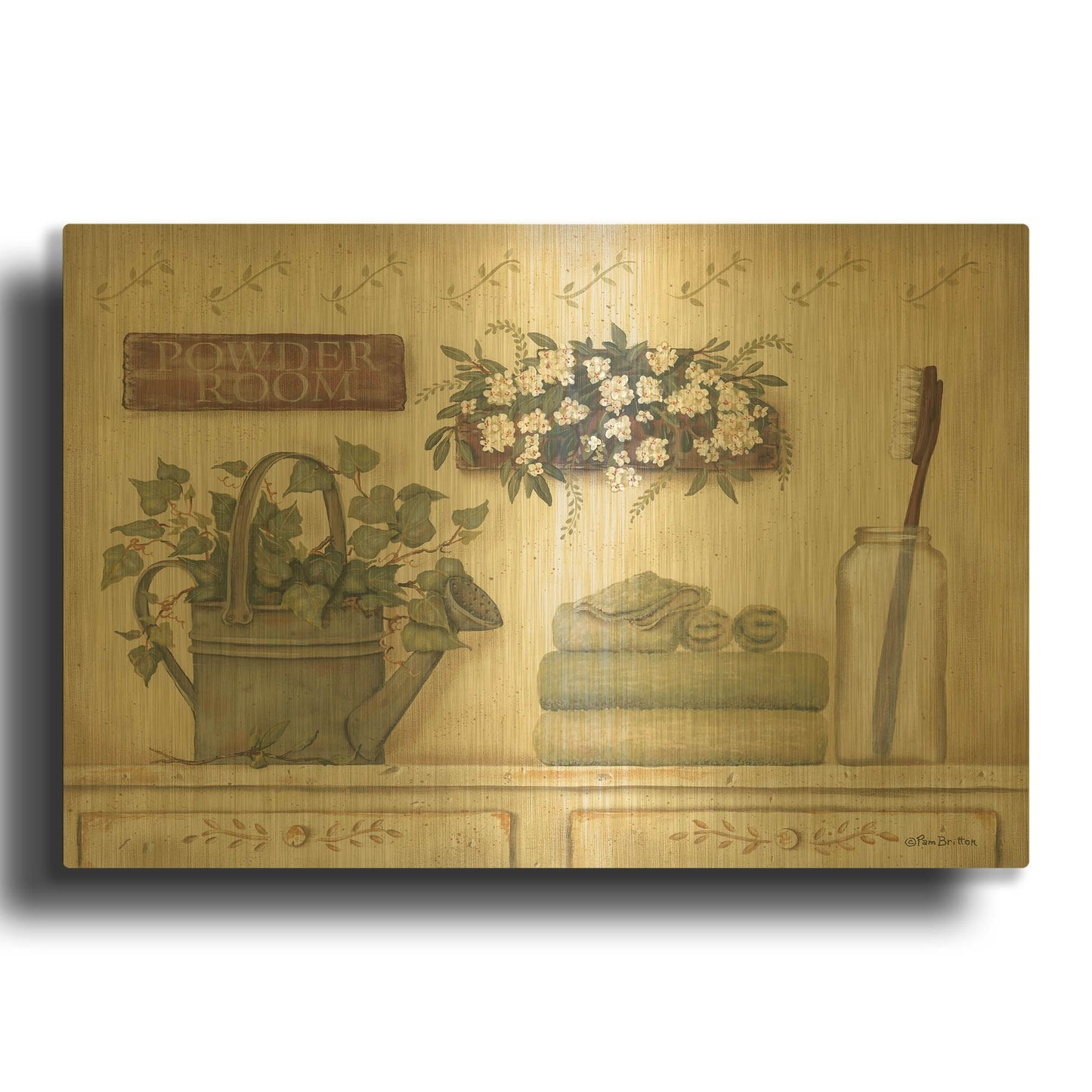 'Powder Room' By Pam Britton Gold Metal Wall Art