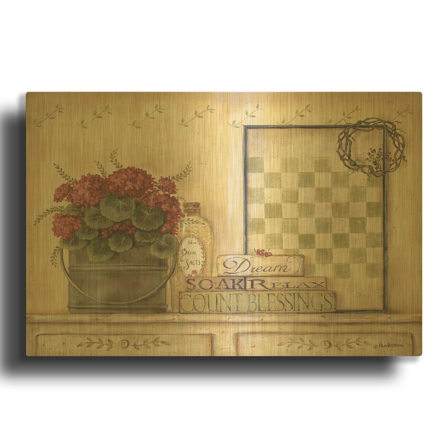 'Soak and Relax' By Pam Britton Gold Metal Wall Art