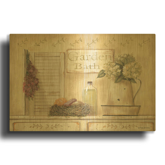 'Garden Bath' By Pam Britton Gold Metal Wall Art