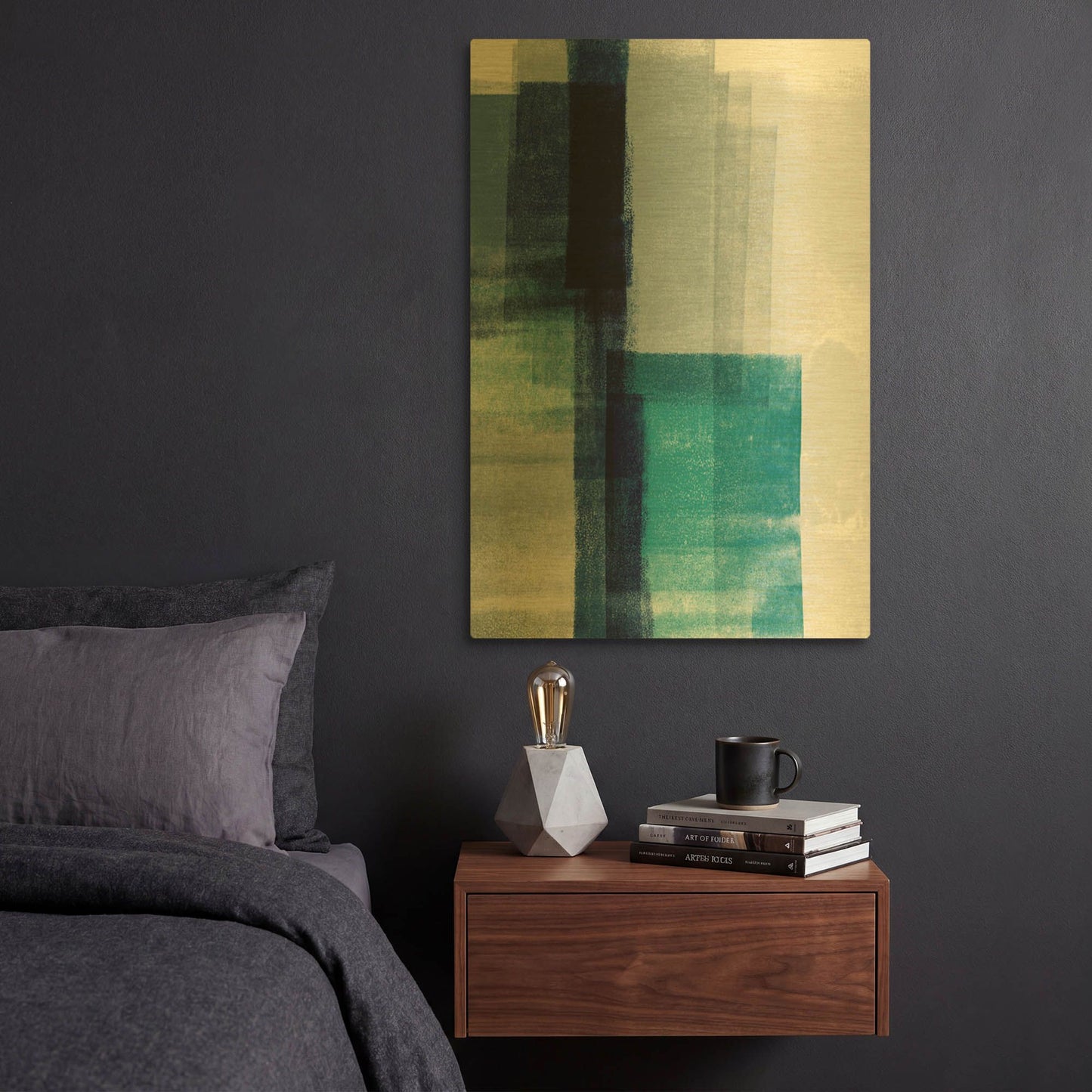 'Blue Abstract V' By Linda Woods Gold Metal Wall Art
