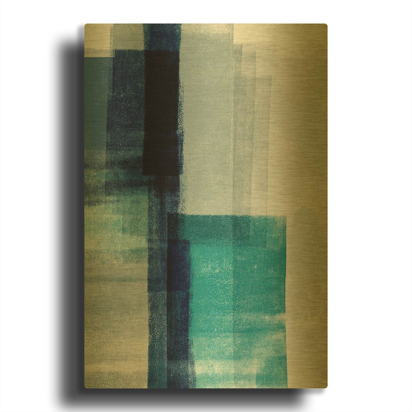 'Blue Abstract V' By Linda Woods Gold Metal Wall Art