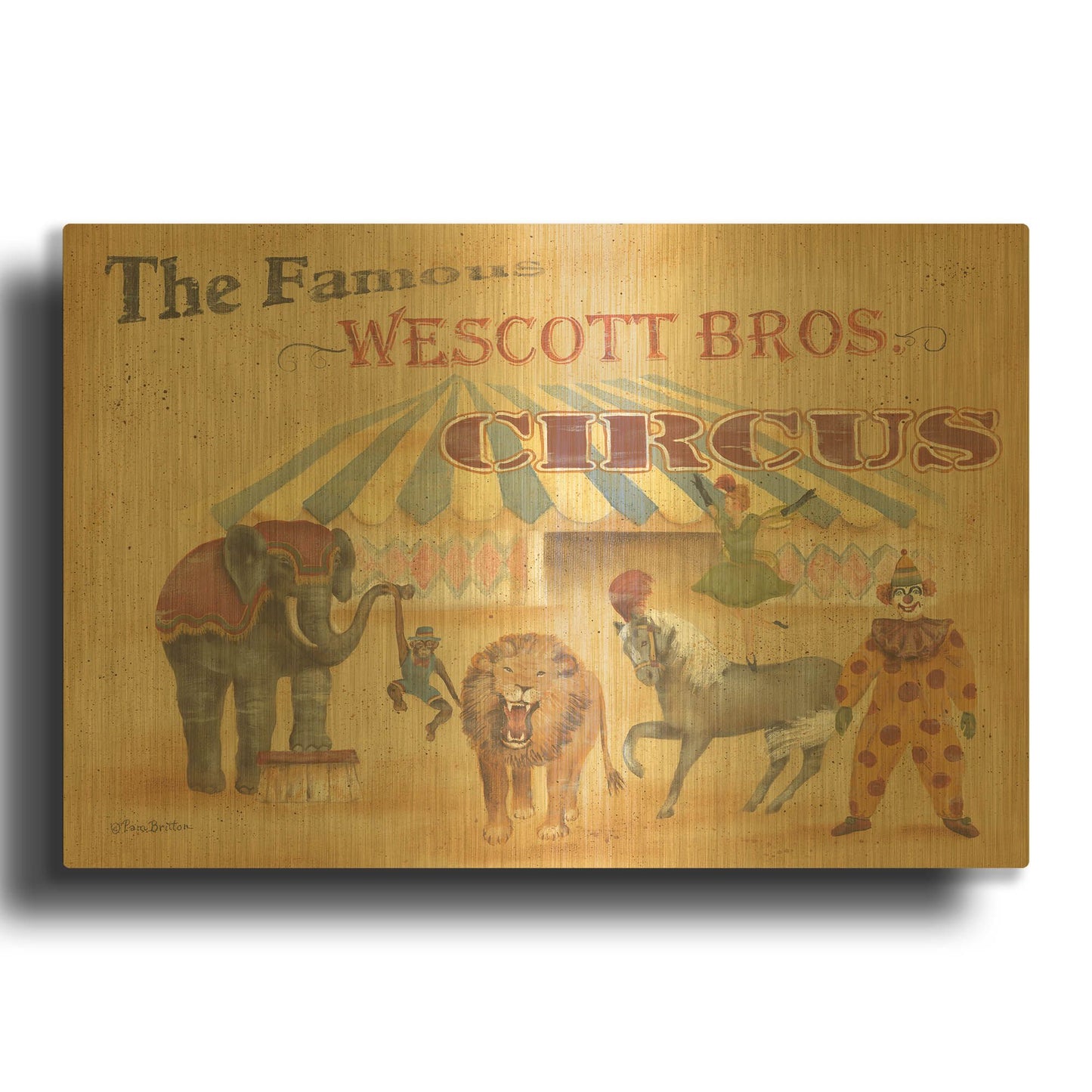 'Westcott Bros-Circus' By Pam Britton Gold Metal Wall Art