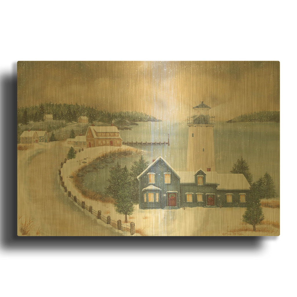 'Snowy Beacon' By Pam Britton Gold Metal Wall Art