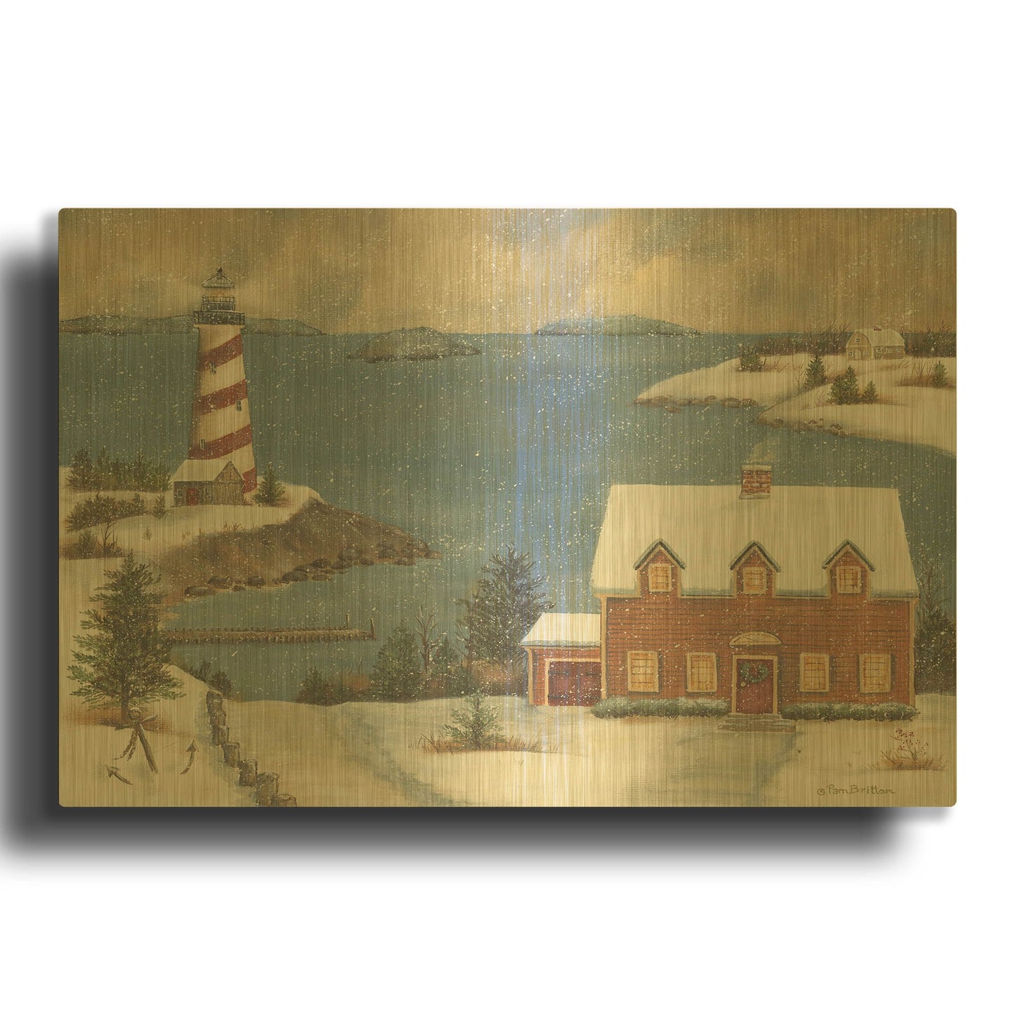 'Candy Cane Bay' By Pam Britton Gold Metal Wall Art