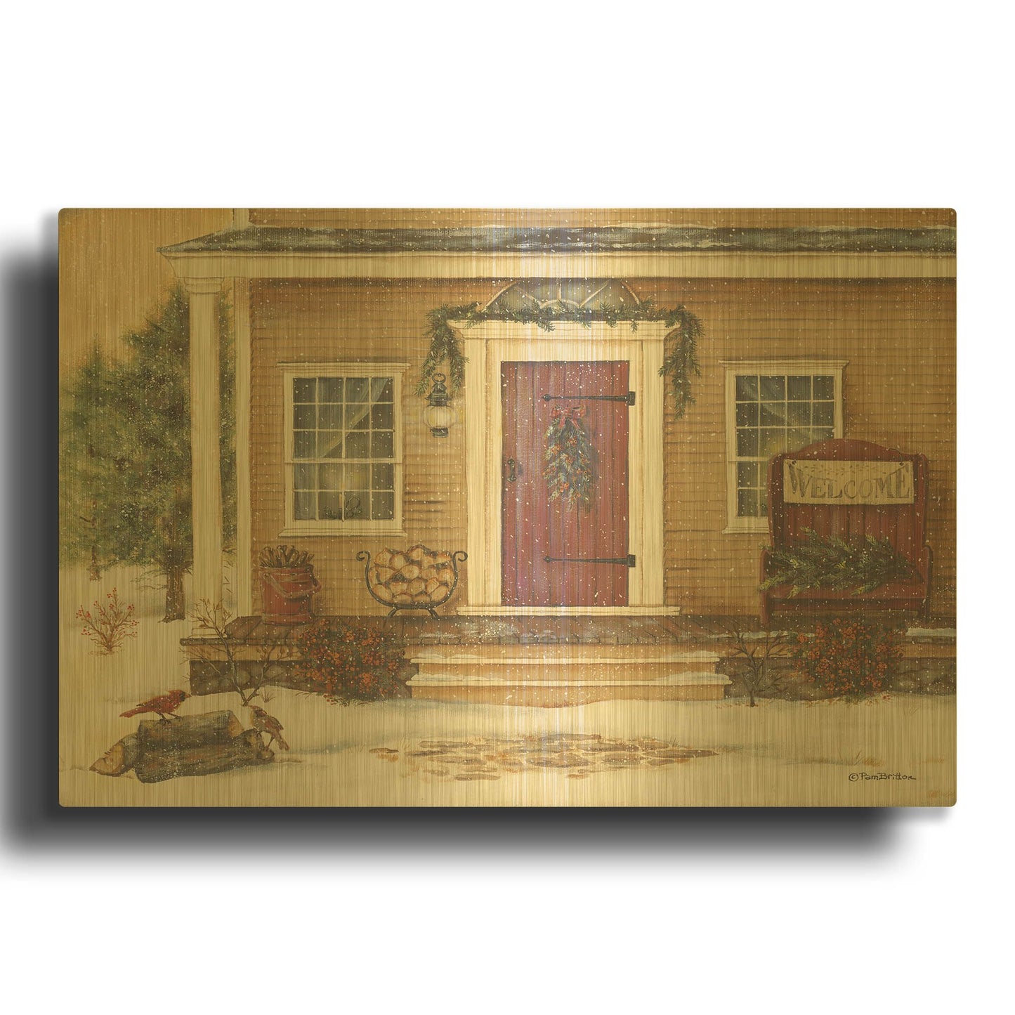 'New England Winter Day' By Pam Britton Gold Metal Wall Art