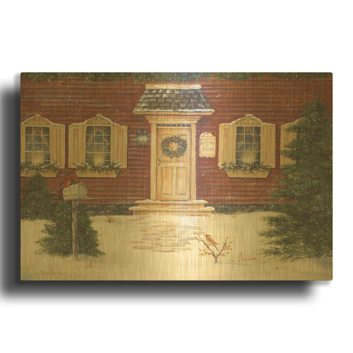'A New England Welcome' By Pam Britton Gold Metal Wall Art