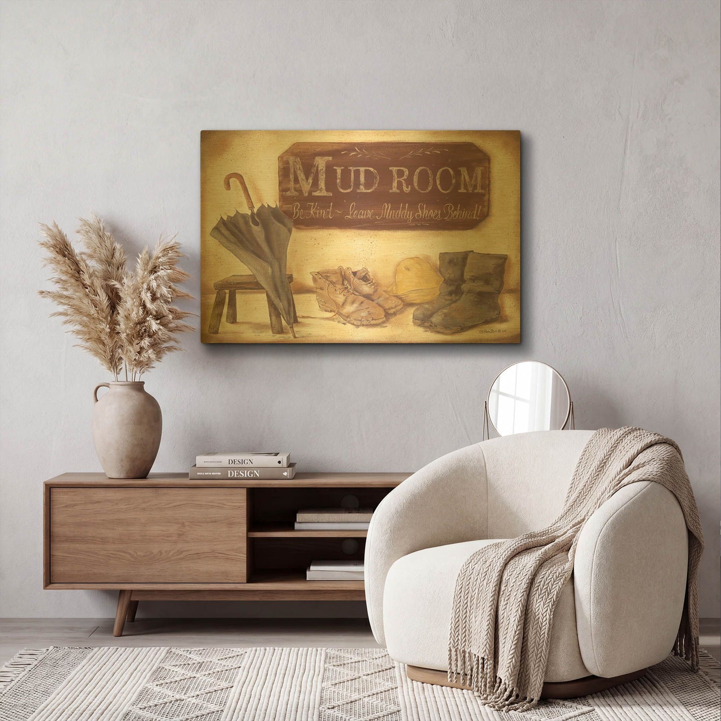 'Muddy Shoes' By Pam Britton Gold Metal Wall Art