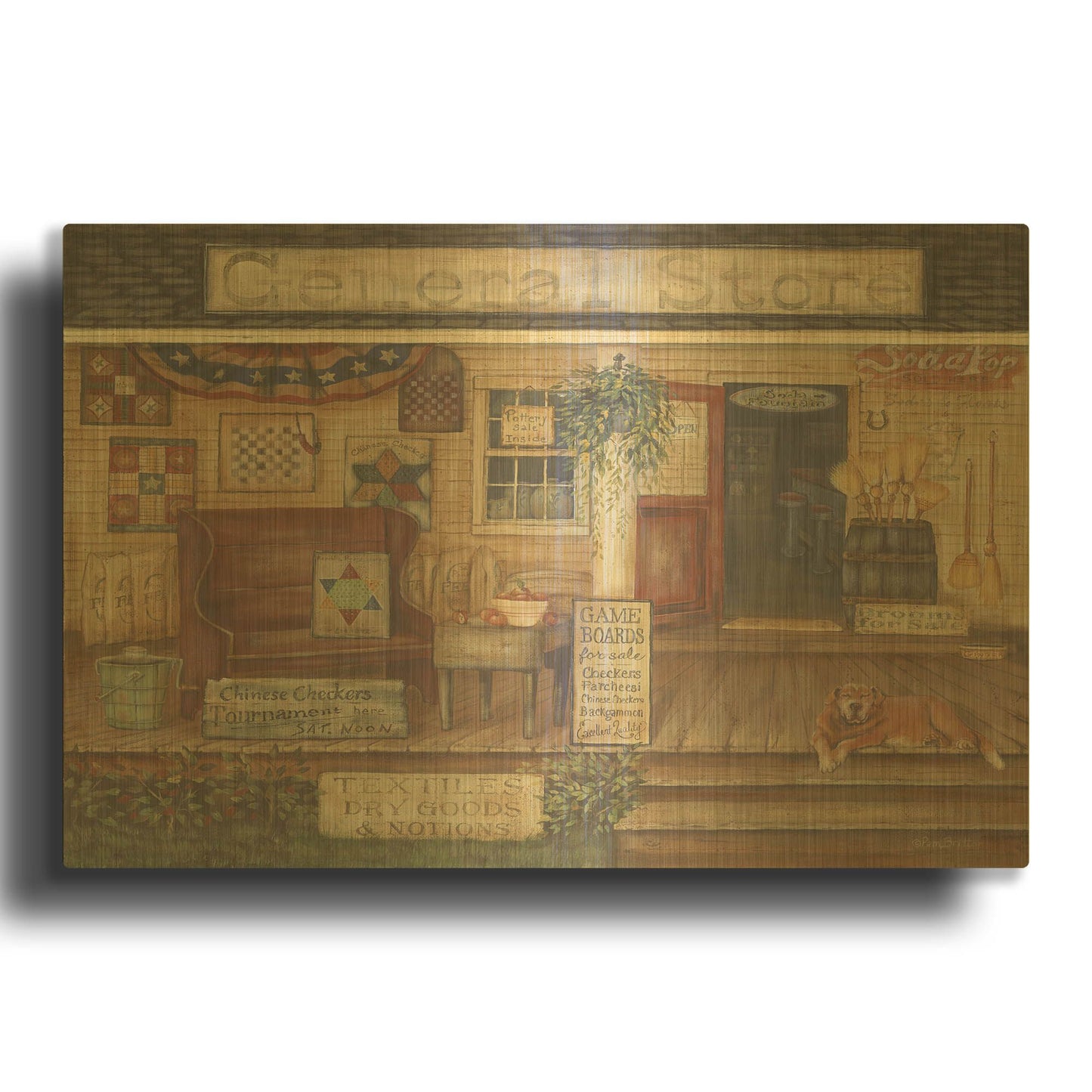 'General Store I' By Pam Britton Gold Metal Wall Art