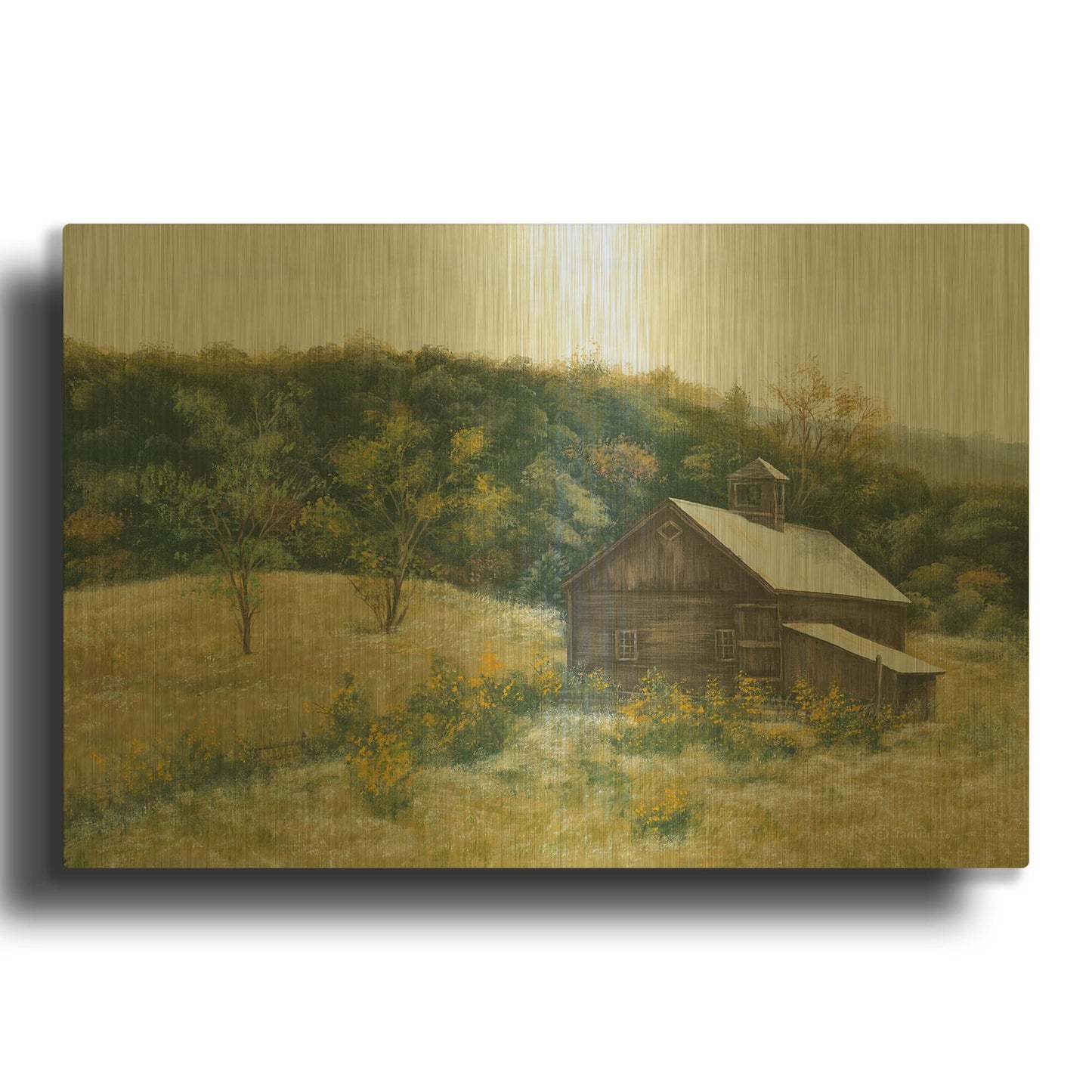 'Barn in Vermont' By Pam Britton Gold Metal Wall Art