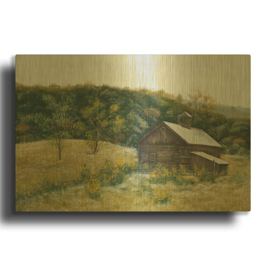 'Barn in Vermont' By Pam Britton Gold Metal Wall Art