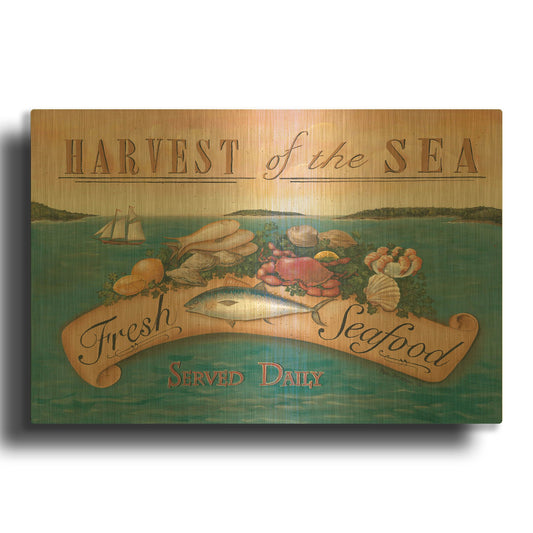 'Fresh Seafood' By Pam Britton Gold Metal Wall Art