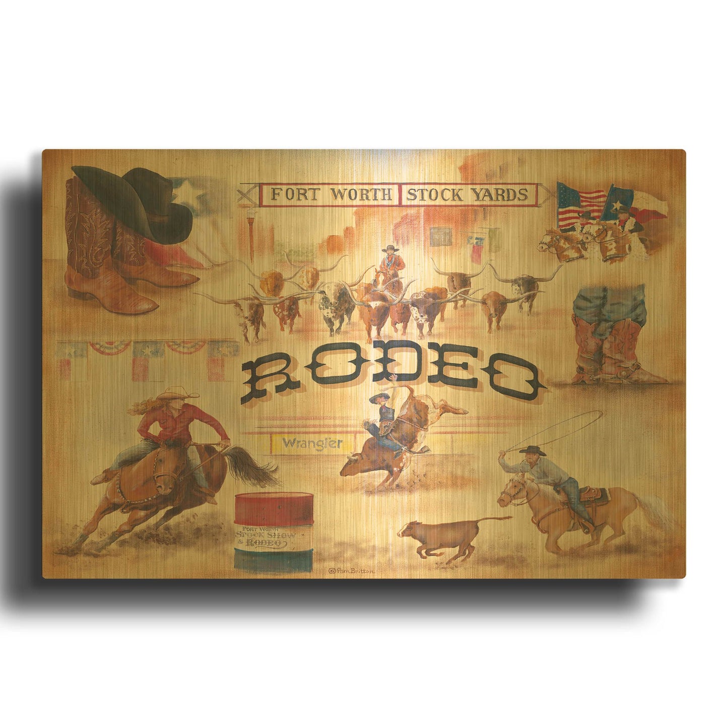 'Rodeo' By Pam Britton Gold Metal Wall Art