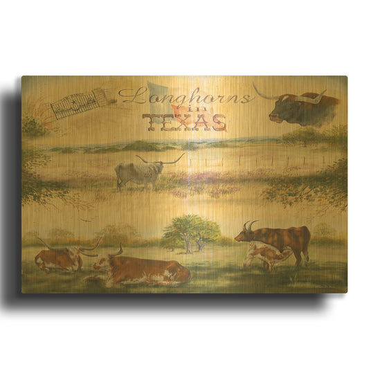 'Texas Collision V' By Pam Britton Gold Metal Wall Art