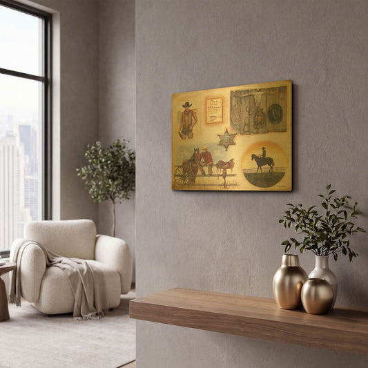 'Western I' By Pam Britton Gold Metal Wall Art