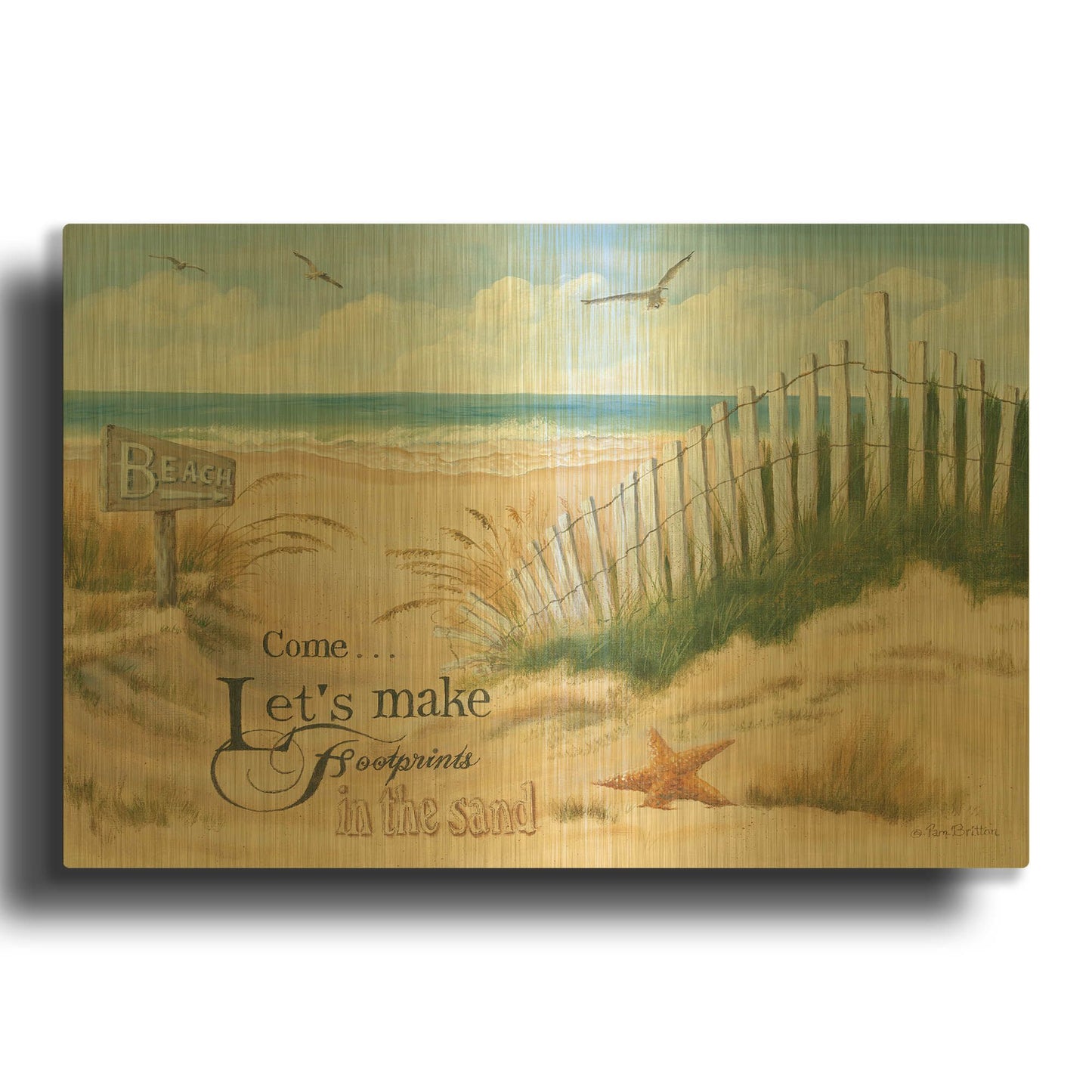 'Footprints' By Pam Britton Gold Metal Wall Art