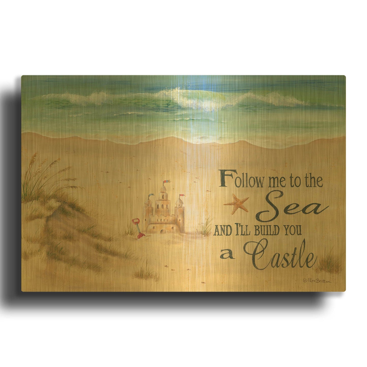 'Sandcastle' By Pam Britton Gold Metal Wall Art