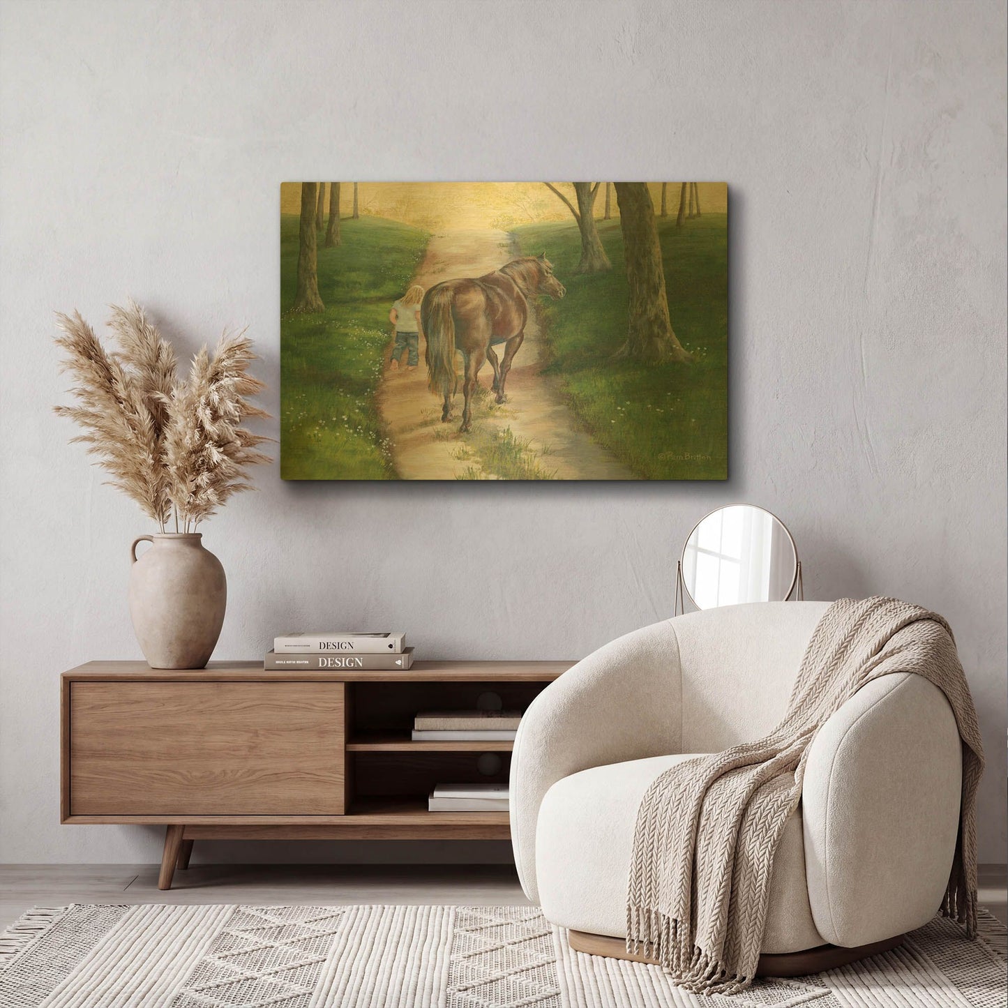 'Early Morning Stroll' By Pam Britton Gold Metal Wall Art