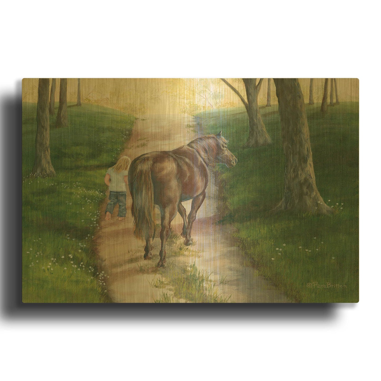 'Early Morning Stroll' By Pam Britton Gold Metal Wall Art