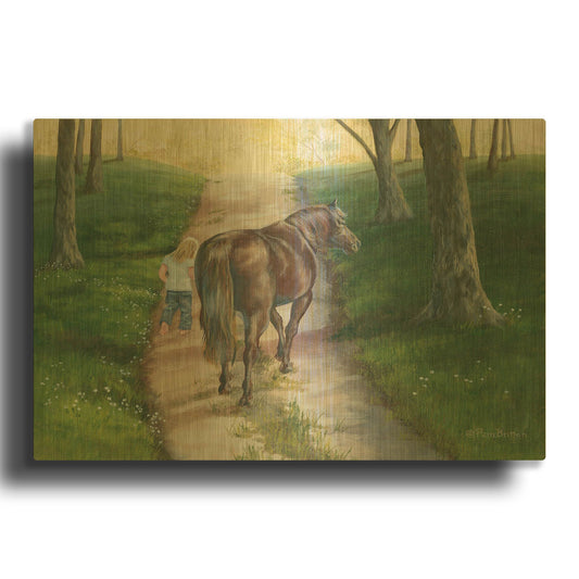 'Early Morning Stroll' By Pam Britton Gold Metal Wall Art