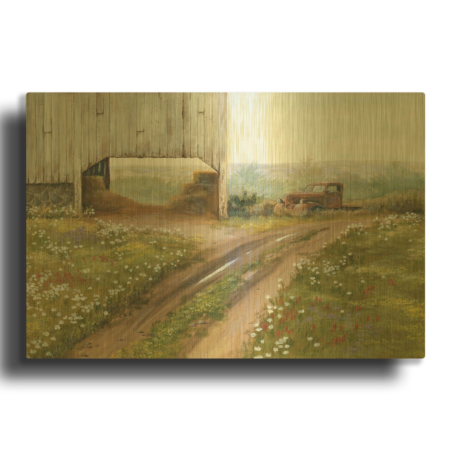 'The Old Flatbed' By Pam Britton Gold Metal Wall Art