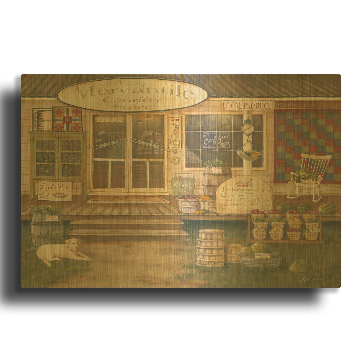 'General Store II' By Pam Britton Gold Metal Wall Art
