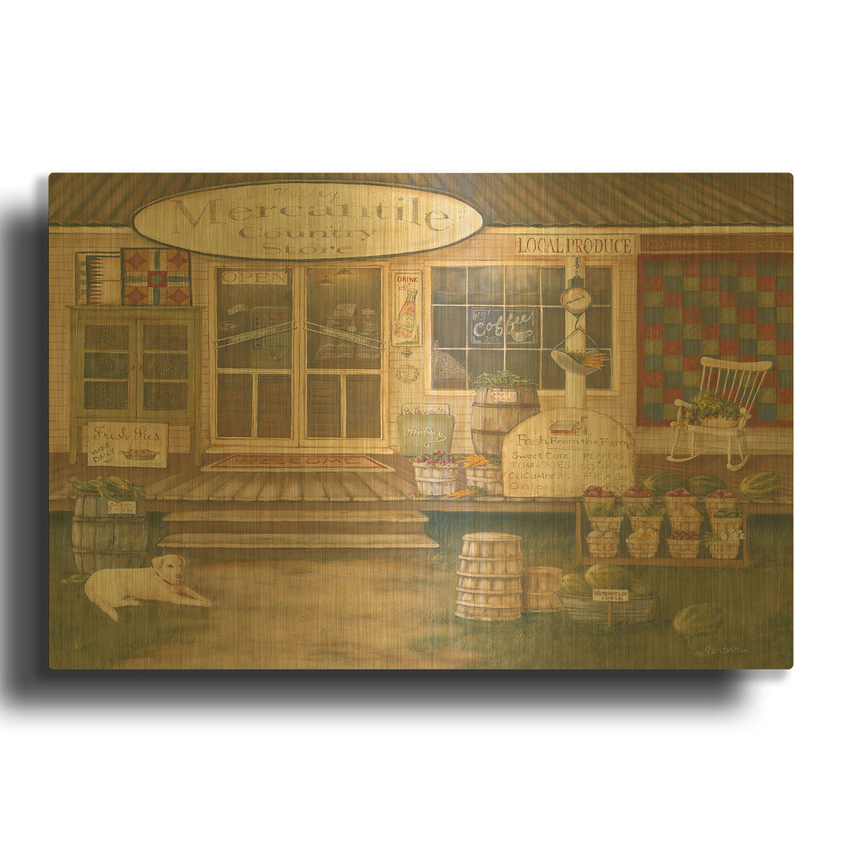 'General Store II' By Pam Britton Gold Metal Wall Art